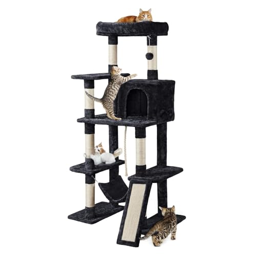 63 Zoll Großer Mehrstöckiger Kratzbaumturm, Kratzbaum Mit Sisalbeschichteten Kratzbäumen, Katzenhaus, Hängematte, Baumelndem Ball Und Erweiterter Plattform Zum Spielen Und Schlafen Für Katzen,E 63 Zoll Großer Mehrstöckiger Kratzbaumturm, Kratzbaum Mit Sisalbeschichteten Kratzbäumen, Katzenhaus, Hängematte, Baumelndem Ball Und Erweiterter Plattform Zum Spielen Und Schlafen Für Katzen,E von YPDOPORA