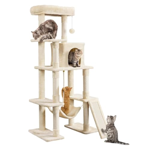 63 Zoll Großer Mehrstöckiger Kratzbaumturm, Kratzbaum Mit Sisalbeschichteten Kratzbäumen, Katzenhaus, Hängematte, Baumelndem Ball Und Erweiterter Plattform Zum Spielen Und Schlafen Für Katzen,F 63 Zoll Großer Mehrstöckiger Kratzbaumturm, Kratzbaum Mit Sisalbeschichteten Kratzbäumen, Katzenhaus, Hängematte, Baumelndem Ball Und Erweiterter Plattform Zum Spielen Und Schlafen Für Katzen,F von YPDOPORA