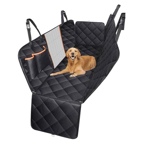 YPDOPORA Autositzbezug Mit Hartem Boden, wasserdichte Hängematte Mit Netzfenster Und Aufbewahrungstaschen, Sitzverlängerung Für Hunde, Rücksitzbezug Für Hunde Im Auto Abnehmbar,D von YPDOPORA