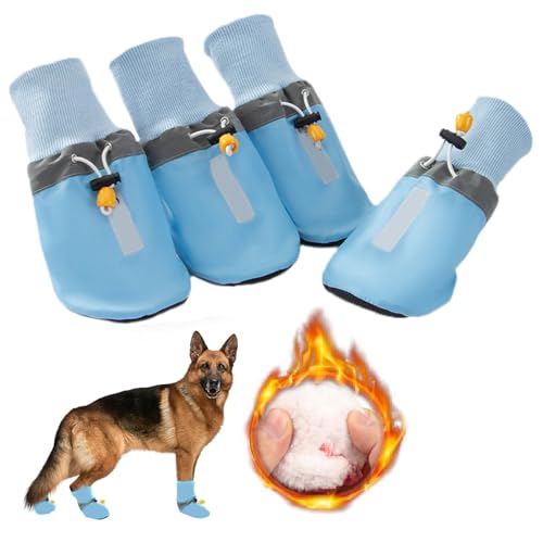 Hunde-Schneestiefel, Atmungsaktive Socken, Winter-Hundestiefel Und Pfotenschutz Für Den Innenbereich Mit Reflektierenden Riemen, rutschfeste Sohle,Blau,XL von YPDOPORA