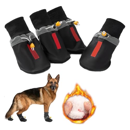 Hunde-Schneestiefel, Atmungsaktive Socken, Winter-Hundestiefel Und Pfotenschutz Für Den Innenbereich Mit Reflektierenden Riemen, rutschfeste Sohle,Schwarz,S von YPDOPORA