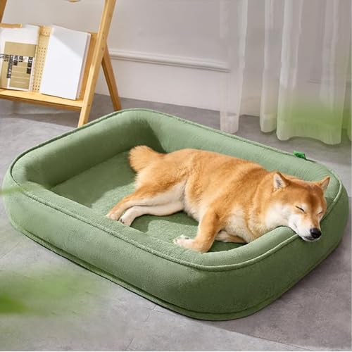 Hundebett Orthopädisch Mittelgroß Waschbar, Ovale Hundebettauflage Mit Abnehmbarem, Waschbarem Bezug, Extra Rutschfeste Unterseite, Hundebetten Für Große, Mittelgroße Und Kleine Hunde,Bronze,M von YPDOPORA