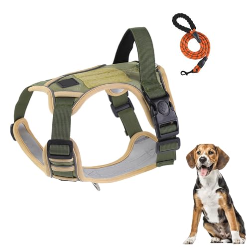 Hundegeschirr Für Kleine, Mittelgroße Und Große Hunde, No-Pull-Service-Westengeschirre Mit Reflektorstreifen Und Kontrollgriff, Verstellbar Und Bequem Zum Spazierengehen Und Trainieren,Grün,L Hundegeschirr Für Kleine, Mittelgroße Und Große Hunde, No-Pull-Service-Westengeschirre Mit Reflektorstreifen Und Kontrollgriff, Verstellbar Und Bequem Zum Spazierengehen Und Trainieren,Grün,L von YPDOPORA