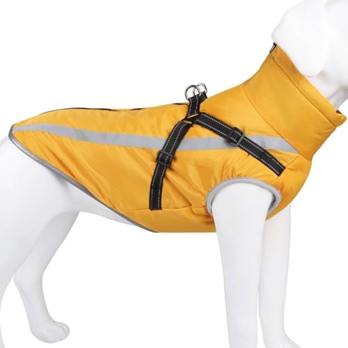 Hundemantel, wasserdichte Hundejacke Für Den Winter Mit Integriertem Geschirr, Reflektierende Hundeweste Mit Rollkragen, Warme Haustierkleidung, Winddichter Hunde-Schneeanzug,A,3XL von YPDOPORA