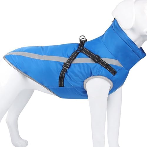 Hundemantel, wasserdichte Hundejacke Für Den Winter Mit Integriertem Geschirr, Reflektierende Hundeweste Mit Rollkragen, Warme Haustierkleidung, Winddichter Hunde-Schneeanzug,D,5XL von YPDOPORA