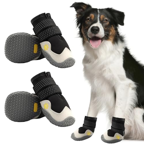 YPDOPORA Hundeschuhe Für Kleine, Mittelgroße Und Große Hunde, rutschfeste Hunde-Schneestiefel, wasserdichte Hundeschuhe Für Welpen Mit Reflektierenden Riemen, Pfotenschutz,A,L von YPDOPORA