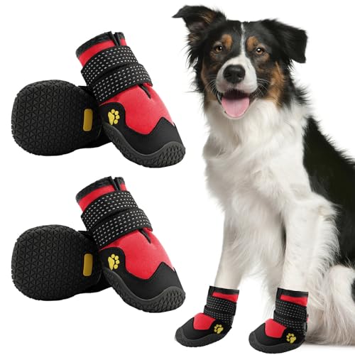 Hundeschuhe Für Kleine, Mittelgroße Und Große Hunde, rutschfeste Hunde-Schneestiefel, wasserdichte Hundeschuhe Für Welpen Mit Reflektierenden Riemen, Pfotenschutz,B,3XL von YPDOPORA