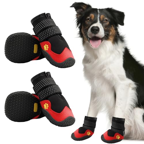 Hundeschuhe Für Kleine, Mittelgroße Und Große Hunde, rutschfeste Hunde-Schneestiefel, wasserdichte Hundeschuhe Für Welpen Mit Reflektierenden Riemen, Pfotenschutz,C,3XL von YPDOPORA