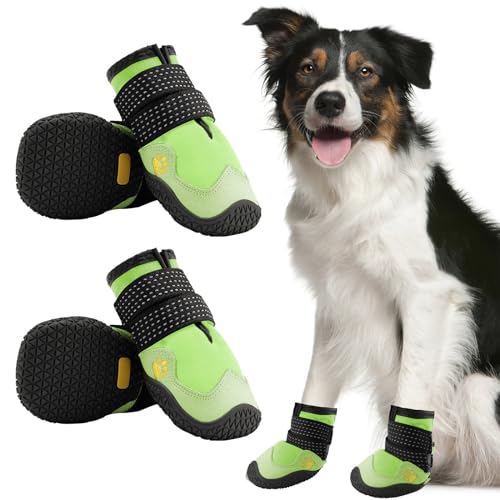 Hundeschuhe Für Kleine, Mittelgroße Und Große Hunde, rutschfeste Hunde-Schneestiefel, wasserdichte Hundeschuhe Für Welpen Mit Reflektierenden Riemen, Pfotenschutz,D,3XL von YPDOPORA