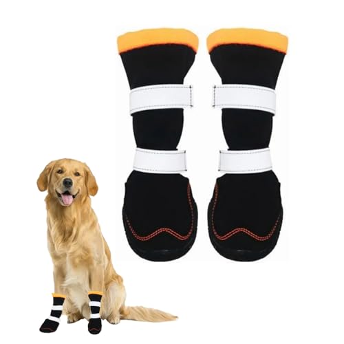 Hundeschuhe Für Kleine Mittelgroße Hunde, Rutschfeste Hunde-Schneestiefel, Wasserdichte Hundeschuhe Mit Reflektierenden Riemen, Haustier-Hundestiefel Zum Wandern, Winter-Hunde-Schneestiefel,A,3XL von YPDOPORA