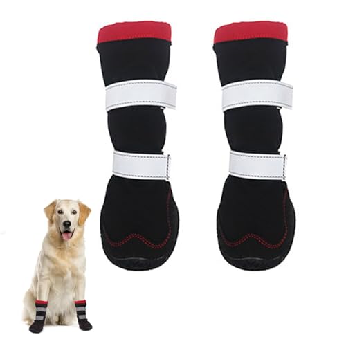 Hundeschuhe Für Kleine Mittelgroße Hunde, rutschfeste Hunde-Schneestiefel, wasserdichte Hundeschuhe Mit Reflektierenden Riemen, Haustier-Hundestiefel Zum Wandern, Winter-Hunde-Schneestiefel,B,4XL von YPDOPORA