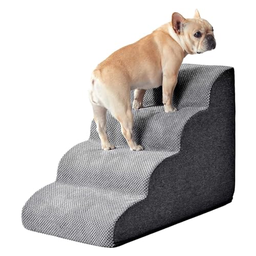 Hundetreppe Für Kleine Hunde Und Katzen, Extra Breite, rutschfeste Haustierstufen Für Hohe Betten Oder Couch, Hundetreppe Für Kleine Hunde, Welpen, Katzen, Ältere Menschen,A,L von YPDOPORA