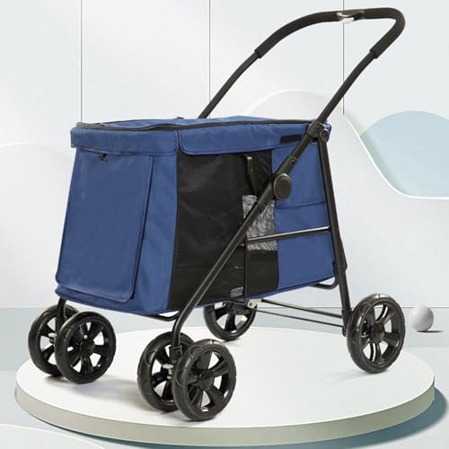 Jogger-Kinderwagen Für Katzen Und Hunde, Mit Einem Klick Zusammenklappbarer Haustier-Kinderwagen Mit 4 Rädern Und Atmungsaktivem Netzgewebe, Hundebuggy Mit Aufbewahrungstasche Auf Der Rückseite,Blau Jogger-Kinderwagen Für Katzen Und Hunde, Mit Einem Klick Zusammenklappbarer Haustier-Kinderwagen Mit 4 Rädern Und Atmungsaktivem Netzgewebe, Hundebuggy Mit Aufbewahrungstasche Auf Der Rückseite,Blau von YPDOPORA