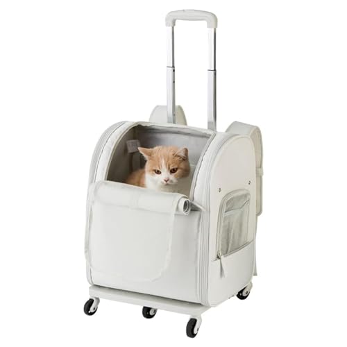 Katzen- Und Hundetragetaschen Mit Rädern, Haustier-Rucksack-Reisetrage Mit Teleskopgriff Und Abnehmbarer Stangenplattform, Faltbare Haustiertragetasche, Atmungsaktive Haustier-Trolleytasche,Grau von YPDOPORA