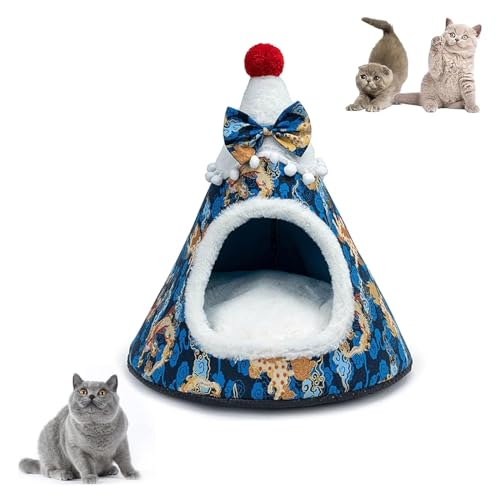 YPDOPORA Katzenbetthöhle, Weihnachtsbaum-Förmige Katzenhöhle, Weihnachtliche Katzenhäuser Für Hauskatzen, Halbgeschlossenes Katzenhauszelt Mit Abnehmbarem Kissen, Haustierhöhlenbetten,Blau,L YPDOPORA Katzenbetthöhle, Weihnachtsbaum-Förmige Katzenhöhle, Weihnachtliche Katzenhäuser Für Hauskatzen, Halbgeschlossenes Katzenhauszelt Mit Abnehmbarem Kissen, Haustierhöhlenbetten,Blau,L von YPDOPORA