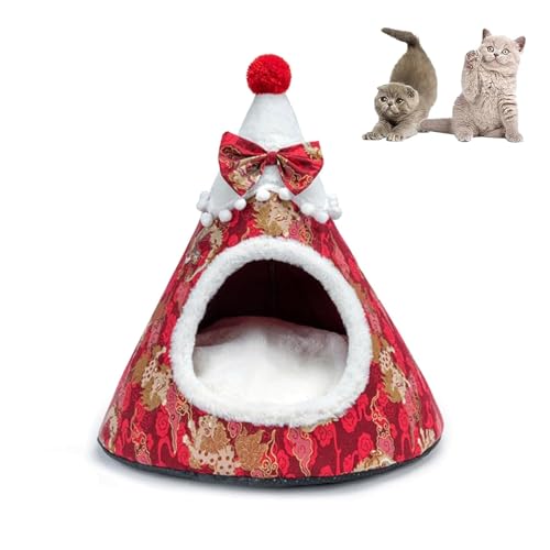 YPDOPORA Katzenbetthöhle, Weihnachtsbaum-Förmige Katzenhöhle, Weihnachtliche Katzenhäuser Für Hauskatzen, Halbgeschlossenes Katzenhauszelt Mit Abnehmbarem Kissen, Haustierhöhlenbetten,Rot,L YPDOPORA Katzenbetthöhle, Weihnachtsbaum-Förmige Katzenhöhle, Weihnachtliche Katzenhäuser Für Hauskatzen, Halbgeschlossenes Katzenhauszelt Mit Abnehmbarem Kissen, Haustierhöhlenbetten,Rot,L von YPDOPORA