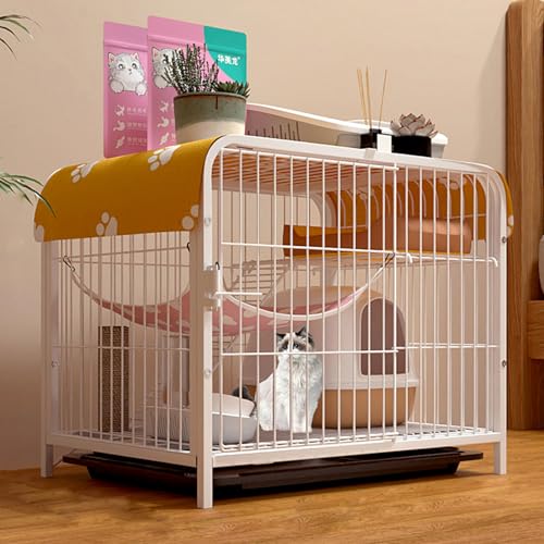 Katzenhäuser Für Hauskatzen Mit Hängematte, Katzenlaufstall, Geschlossenem Draht, Doppeltür-Design, Praktisch Für Bequeme Interaktion Für Katzen/Hunde/Meerschweinchen,D von YPDOPORA