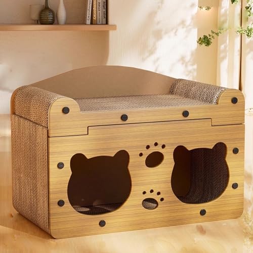 YPDOPORA Katzenhaus Aus Karton, Faltbare Katzenhöhle, Multifunktionales Katzenkratzhaus, Zum Ausruhen Und Schlafen, Trainieren Und Spielen, Kitty Condo Für Kleine Kätzchen,H YPDOPORA Katzenhaus Aus Karton, Faltbare Katzenhöhle, Multifunktionales Katzenkratzhaus, Zum Ausruhen Und Schlafen, Trainieren Und Spielen, Kitty Condo Für Kleine Kätzchen,H von YPDOPORA