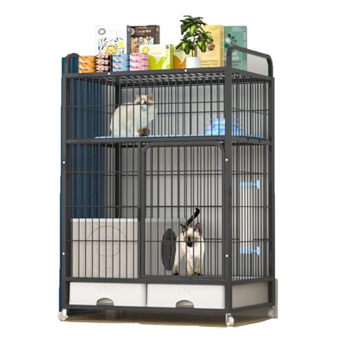 Katzenkäfig Mit Geschlossener Katzentoilette – Abnehmbare Große Katzenhütten – Katzenlaufstall Für Kleine Tiere, Kätzchenkäfig, Katzenhaus, Auslaufplatz Mit Um 360° Drehbaren Rädern,Schwarz,S Katzenkäfig Mit Geschlossener Katzentoilette – Abnehmbare Große Katzenhütten – Katzenlaufstall Für Kleine Tiere, Kätzchenkäfig, Katzenhaus, Auslaufplatz Mit Um 360° Drehbaren Rädern,Schwarz,S von YPDOPORA