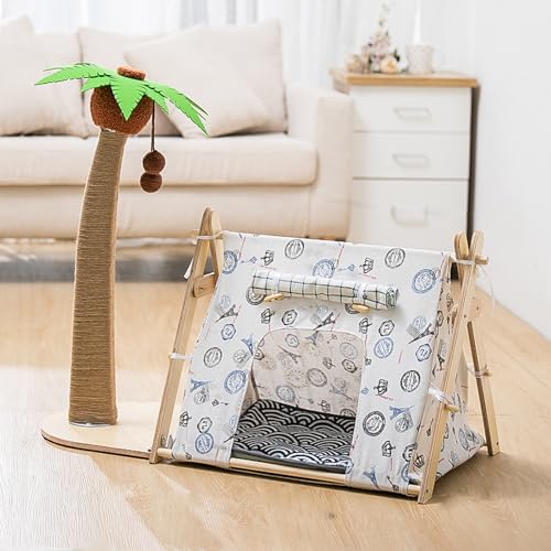 YPDOPORA Katzenkratzbaum Mit Bett, Hoher Palmen-Katzenkratzbaum Für Hauskatzen, Mit Lounge-Stuhl, 2-In-1-Spaß, Sisalseil, Hoher Katzenkratzer Mit Ball,F YPDOPORA Katzenkratzbaum Mit Bett, Hoher Palmen-Katzenkratzbaum Für Hauskatzen, Mit Lounge-Stuhl, 2-In-1-Spaß, Sisalseil, Hoher Katzenkratzer Mit Ball,F von YPDOPORA
