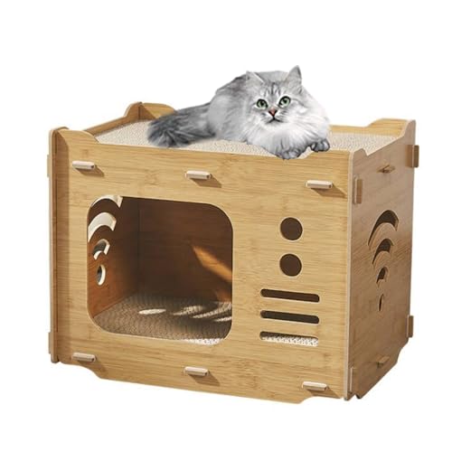 YPDOPORA Katzenkratzhaus Aus Holz, Katzenhäuser Für Hauskatzen, 2-Stöckiges, Süßes Katzenhaus Mit Katzenkratzern, Abnehmbares Katzenhaus, Katzen Können Ihre Krallen Verstecken Und Schärfen,A,M YPDOPORA Katzenkratzhaus Aus Holz, Katzenhäuser Für Hauskatzen, 2-Stöckiges, Süßes Katzenhaus Mit Katzenkratzern, Abnehmbares Katzenhaus, Katzen Können Ihre Krallen Verstecken Und Schärfen,A,M von YPDOPORA