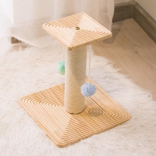 Katzenkratzspielzeugpfosten | Natürliches Sisalseil | Kratzbäume Aus Sisal, Kratzbaum Für Katzen, Katzenturm Mit Flauschigem Ball, Mehrstufiges Kratzspielzeug Für Katzen,I von YPDOPORA