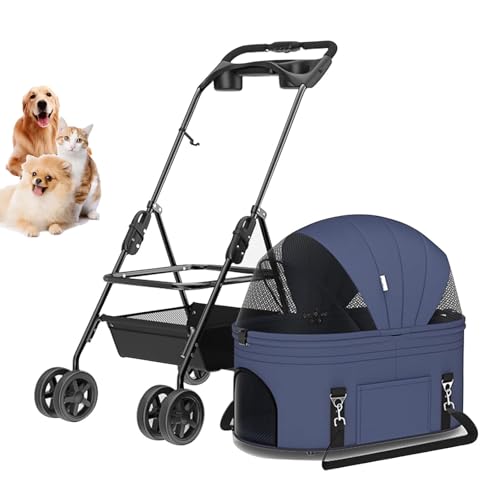 Kinderwagen Für Haustiere, 4-Rad-Kinderwagen Für Katzen Und Hunde, Für Kleine Und Mittelgroße Haustiere, Kätzchen, Hundekäfig, Faltbarer Reise-Jogger Mit Getränkehaltern Und Unterem Korb,Blau Kinderwagen Für Haustiere, 4-Rad-Kinderwagen Für Katzen Und Hunde, Für Kleine Und Mittelgroße Haustiere, Kätzchen, Hundekäfig, Faltbarer Reise-Jogger Mit Getränkehaltern Und Unterem Korb,Blau von YPDOPORA