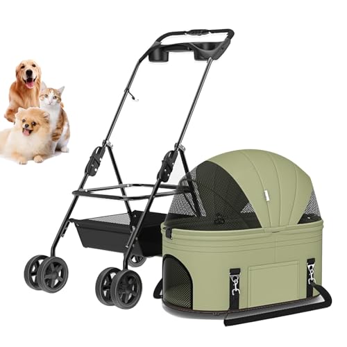 Kinderwagen Für Haustiere, 4-Rad-Kinderwagen Für Katzen Und Hunde, Für Kleine Und Mittelgroße Haustiere, Kätzchen, Hundekäfig, Faltbarer Reise-Jogger Mit Getränkehaltern Und Unterem Korb,Grün Kinderwagen Für Haustiere, 4-Rad-Kinderwagen Für Katzen Und Hunde, Für Kleine Und Mittelgroße Haustiere, Kätzchen, Hundekäfig, Faltbarer Reise-Jogger Mit Getränkehaltern Und Unterem Korb,Grün von YPDOPORA