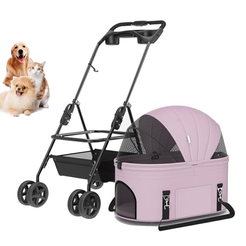 Kinderwagen Für Haustiere, 4-Rad-Kinderwagen Für Katzen Und Hunde, Für Kleine Und Mittelgroße Haustiere, Kätzchen, Hundekäfig, Faltbarer Reise-Jogger Mit Getränkehaltern Und Unterem Korb,Rosa Kinderwagen Für Haustiere, 4-Rad-Kinderwagen Für Katzen Und Hunde, Für Kleine Und Mittelgroße Haustiere, Kätzchen, Hundekäfig, Faltbarer Reise-Jogger Mit Getränkehaltern Und Unterem Korb,Rosa von YPDOPORA