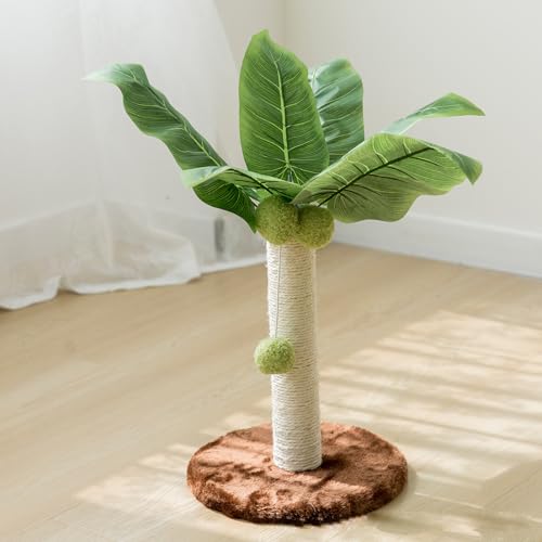 Kratzbaum Für Katzen, 31,9 cm Hoch, Sisal-Hanf, Bedeckt Mit Grünen Blättern, Strapazierfähiges Material, Zum Schutz Von Möbeln, Zum Aufhängen, Plüsch-Kratzbaum Für Katzen,B,M von YPDOPORA