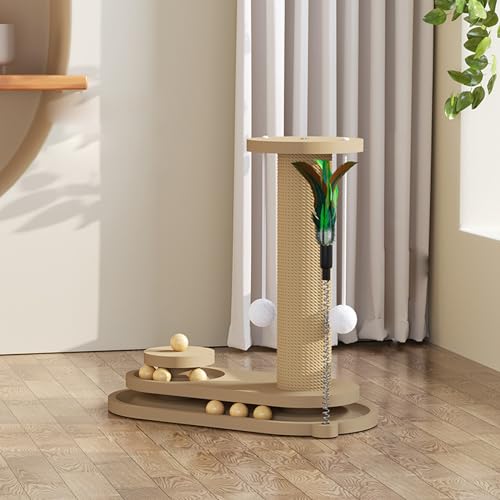 YPDOPORA Kratzbaum Für Katzen, Zweilagig, Mit Holzkugelbahn Und Baumelndem Modernen Sisalball – Kratzbaum, Ideal Für Gelangweilte Hauskatzen Und Kätzchen Zum Spielen,F YPDOPORA Kratzbaum Für Katzen, Zweilagig, Mit Holzkugelbahn Und Baumelndem Modernen Sisalball – Kratzbaum, Ideal Für Gelangweilte Hauskatzen Und Kätzchen Zum Spielen,F von YPDOPORA