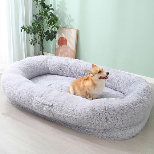 Menschliches Hundebett-Nest-Lazy-Sofa, Waschbares Orthopädisches Nickerchen-Hundebett Aus Kunstpelz Mit Memory-Schaum Zum Einschlafen, Orthopädisches Nickerchen-Hundebett Für Große Hunde,A,5XL von YPDOPORA