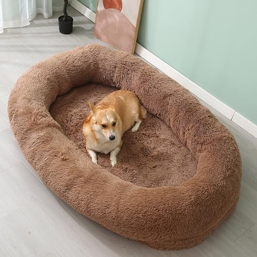 Menschliches Hundebett-Nest-Lazy-Sofa, Waschbares Orthopädisches Nickerchen-Hundebett Aus Kunstpelz Mit Memory-Schaum Zum Einschlafen, Orthopädisches Nickerchen-Hundebett Für Große Hunde,B,4XL von YPDOPORA