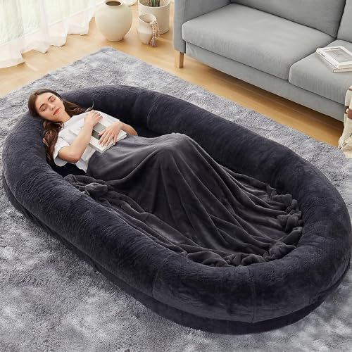 Menschliches Hundebett-Nest-Lazy-Sofa, Wasserdichtes, Waschbares Riesen-Hundebett Für Menschen, Hundebett Für Menschen Zum Einschlafen – Nickerchenbett Mit Weicher Decke, Menschliches Hundebett,A,L von YPDOPORA