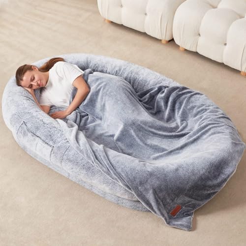 Menschliches Hundebett-Nest-Lazy-Sofa, Wasserdichtes, Waschbares Riesen-Hundebett Für Menschen, Hundebett Für Menschen Zum Einschlafen – Nickerchenbett Mit Weicher Decke, Menschliches Hundebett,B,XL von YPDOPORA