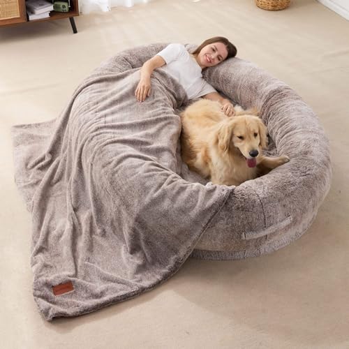 Menschliches Hundebett-Nest-Lazy-Sofa, Wasserdichtes, Waschbares Riesen-Hundebett Für Menschen, Hundebett Für Menschen Zum Einschlafen – Nickerchenbett Mit Weicher Decke, Menschliches Hundebett,C,XL von YPDOPORA