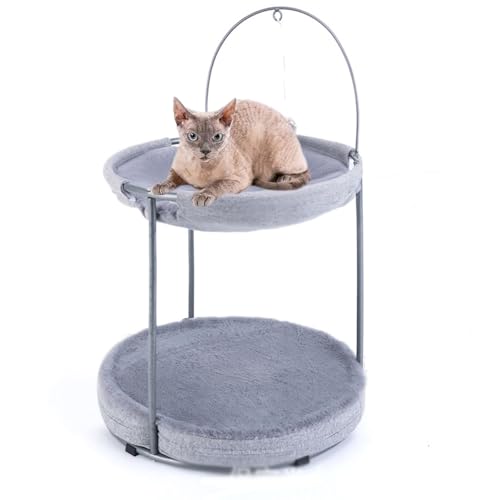 Niedliches Katzenhängemattenbett, Doppellagig, Freistehend, Sitzstange Für Haustiere, Einfache Montage, 45,7 X 45,7 Cm, Katzencouch, Metallrahmen, Für Hauskatzen, Kleine Hunde Bis Zu 9 Kg,Gray 3 Niedliches Katzenhängemattenbett, Doppellagig, Freistehend, Sitzstange Für Haustiere, Einfache Montage, 45,7 X 45,7 Cm, Katzencouch, Metallrahmen, Für Hauskatzen, Kleine Hunde Bis Zu 9 Kg,Gray 3 von YPDOPORA