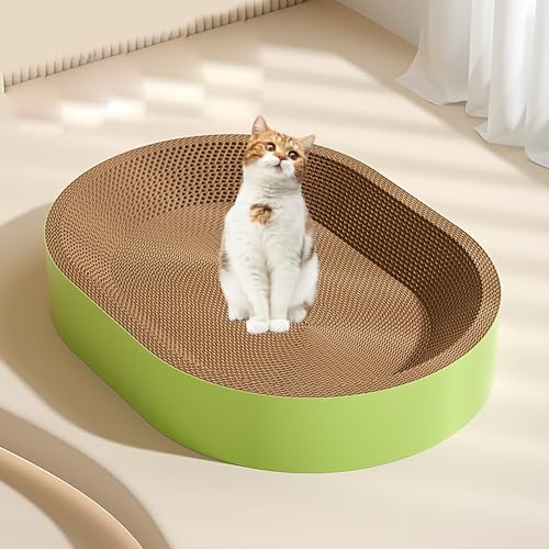 YPDOPORA Ovales Kratzbett Für Katzen Mit Robustem Kratzbrett Aus Wellpappe, Möbelschutz, Bequemer Ruheplatz Für Katzen, Passt Zu Jedem Einrichtungsstil,Grün,M YPDOPORA Ovales Kratzbett Für Katzen Mit Robustem Kratzbrett Aus Wellpappe, Möbelschutz, Bequemer Ruheplatz Für Katzen, Passt Zu Jedem Einrichtungsstil,Grün,M von YPDOPORA