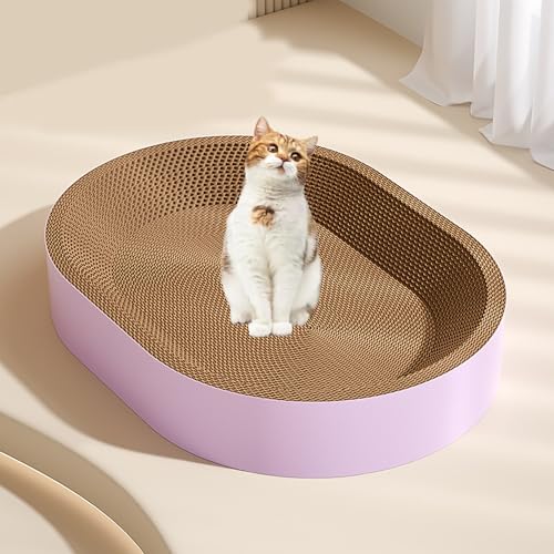 YPDOPORA Ovales Kratzbett Für Katzen Mit Robustem Kratzbrett Aus Wellpappe, Möbelschutz, Bequemer Ruheplatz Für Katzen, Passt Zu Jedem Einrichtungsstil,Lila,XL YPDOPORA Ovales Kratzbett Für Katzen Mit Robustem Kratzbrett Aus Wellpappe, Möbelschutz, Bequemer Ruheplatz Für Katzen, Passt Zu Jedem Einrichtungsstil,Lila,XL von YPDOPORA
