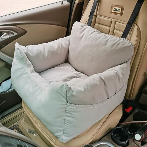 Reise-Autositz Für Haustiere – Hundedrehbank, Haustiersofa, Katzen-/Hundesessel, Abnehmbarer Und Waschbarer Sitzerhöhung, Universeller Mehrzweck-Autositz Für Welpen Für Alle Jahreszeiten,Grau von YPDOPORA
