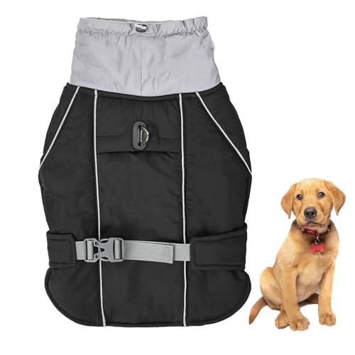 Warmer Wintermantel Für Hunde, Wintermantel Für Hunde Mit Integriertem Geschirr, Reflektierende Haustierjacke Mit Fleecefutter, Rollkragenjacke Für Haustiere, Wasserdichte Hundemäntel,Schwarz,M Warmer Wintermantel Für Hunde, Wintermantel Für Hunde Mit Integriertem Geschirr, Reflektierende Haustierjacke Mit Fleecefutter, Rollkragenjacke Für Haustiere, Wasserdichte Hundemäntel,Schwarz,M von YPDOPORA