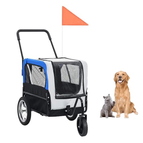 YPDOPORA 2-In-1-Fahrradanhänger Und Jogging-Kinderwagen Für Haustiere Mit Abnehmbarem Kunststoff-Regenschutz Und Schnellverschlusshaken, Zusammenklappbar Für Einfache Lagerung,Blau YPDOPORA 2-In-1-Fahrradanhänger Und Jogging-Kinderwagen Für Haustiere Mit Abnehmbarem Kunststoff-Regenschutz Und Schnellverschlusshaken, Zusammenklappbar Für Einfache Lagerung,Blau von YPDOPORA