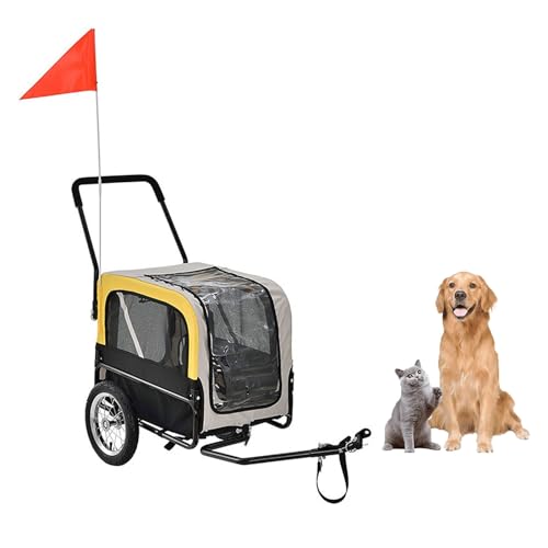 YPDOPORA 2-In-1-Fahrradanhänger Und Jogging-Kinderwagen Für Haustiere Mit Abnehmbarem Kunststoff-Regenschutz Und Schnellverschlusshaken, Zusammenklappbar Für Einfache Lagerung,Gelb YPDOPORA 2-In-1-Fahrradanhänger Und Jogging-Kinderwagen Für Haustiere Mit Abnehmbarem Kunststoff-Regenschutz Und Schnellverschlusshaken, Zusammenklappbar Für Einfache Lagerung,Gelb von YPDOPORA