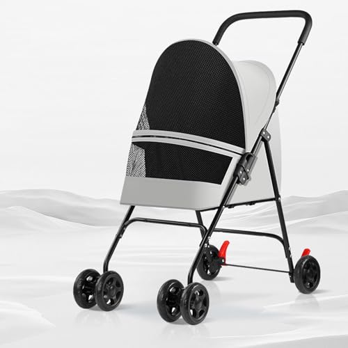 YPDOPORA 2-In-1-Kinderwagen Für Haustiere, Faltbarer Hunde- Und Katzenbuggy Mit Vollfederung, Sichtbarem Netz, Doppelbremse Hinten, Abnehmbarer Hundewagen Für Hunde Und Katzen,Grau von YPDOPORA