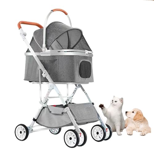 YPDOPORA 3-In-1-Haustierbuggy, Faltbarer Hundebuggy Für Kleine Und Mittelgroße Katzen Und Hunde, Leichter Und Robuster Haustierbuggy Mit Aufbewahrungskorb, Einfaches Manövrieren Für Unterwegs,Grau YPDOPORA 3-In-1-Haustierbuggy, Faltbarer Hundebuggy Für Kleine Und Mittelgroße Katzen Und Hunde, Leichter Und Robuster Haustierbuggy Mit Aufbewahrungskorb, Einfaches Manövrieren Für Unterwegs,Grau von YPDOPORA