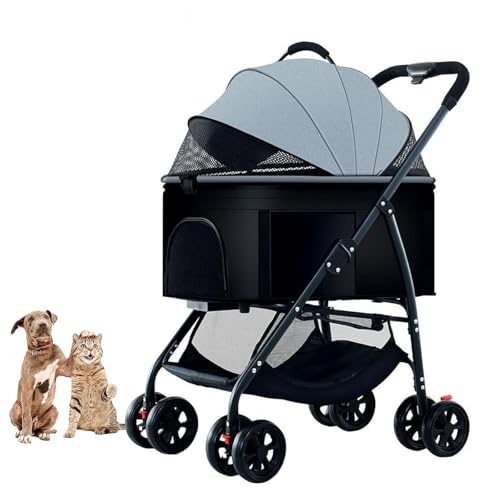 YPDOPORA 3-In-1-Kinderwagen Für Haustiere, Katzen Und Hunde, Zusammenklappbarer, Leichter Hundebuggy, Katzen-Reisebuggy Bis 25 Kg, Hundewagen, Reisetragetasche, Haustier-Joggingwagen Mit Korb,A YPDOPORA 3-In-1-Kinderwagen Für Haustiere, Katzen Und Hunde, Zusammenklappbarer, Leichter Hundebuggy, Katzen-Reisebuggy Bis 25 Kg, Hundewagen, Reisetragetasche, Haustier-Joggingwagen Mit Korb,A von YPDOPORA