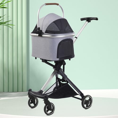 YPDOPORA 3-In-1-Kinderwagen Für Haustiere, Katzen Und Hunde, Zusammenklappbarer Katzenkinderwagen, Abnehmbarer Träger, Aufbewahrungskorb, Hundekinderwagen, Welpenkinderwagen Für Reisen Und Joggen,A von YPDOPORA