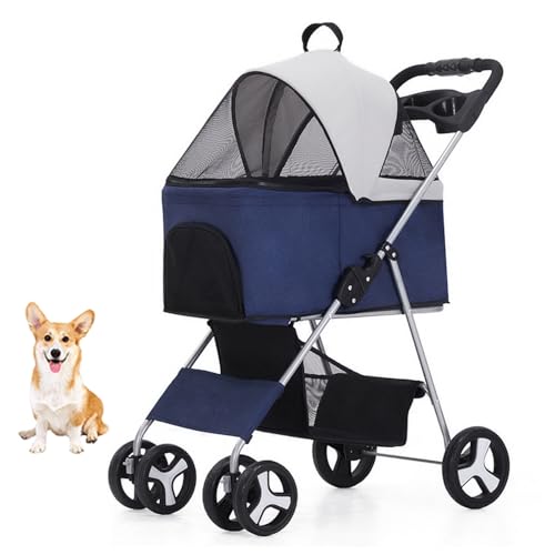 YPDOPORA 3-In-1-Kinderwagen Für Katzen Und Hunde, Zusammenklappbarer Haustier-Kinderwagen Für Mittelgroße Und Kleine Hunde, Katzen-Welpen-Kinderwagen Mit Abnehmbarer, Tragbarer Trage,Blau YPDOPORA 3-In-1-Kinderwagen Für Katzen Und Hunde, Zusammenklappbarer Haustier-Kinderwagen Für Mittelgroße Und Kleine Hunde, Katzen-Welpen-Kinderwagen Mit Abnehmbarer, Tragbarer Trage,Blau von YPDOPORA