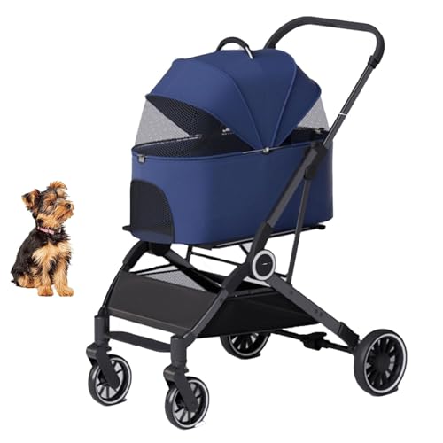 YPDOPORA 3-In-1-Kinderwagen Mit Klappmechanismus, Hundebuggy Für Kleine Hunde Und Katzen, 4-Rad-Kinderwagen Mit Abnehmbarem Aufbewahrungskorb Für Kleine Und Mittelgroße Haustiere,Blau YPDOPORA 3-In-1-Kinderwagen Mit Klappmechanismus, Hundebuggy Für Kleine Hunde Und Katzen, 4-Rad-Kinderwagen Mit Abnehmbarem Aufbewahrungskorb Für Kleine Und Mittelgroße Haustiere,Blau von YPDOPORA
