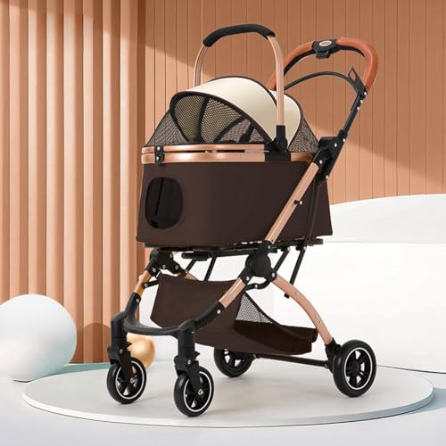 YPDOPORA 3-In-1-Klappkinderwagen Für Haustiere, Hunde- Und Katzenkinderwagen Mit 4 Rädern, Abnehmbarer Reisetasche Für Haustiere, Zusammenklappbarer Teleskop-Katzenkinderwagen,Braun YPDOPORA 3-In-1-Klappkinderwagen Für Haustiere, Hunde- Und Katzenkinderwagen Mit 4 Rädern, Abnehmbarer Reisetasche Für Haustiere, Zusammenklappbarer Teleskop-Katzenkinderwagen,Braun von YPDOPORA